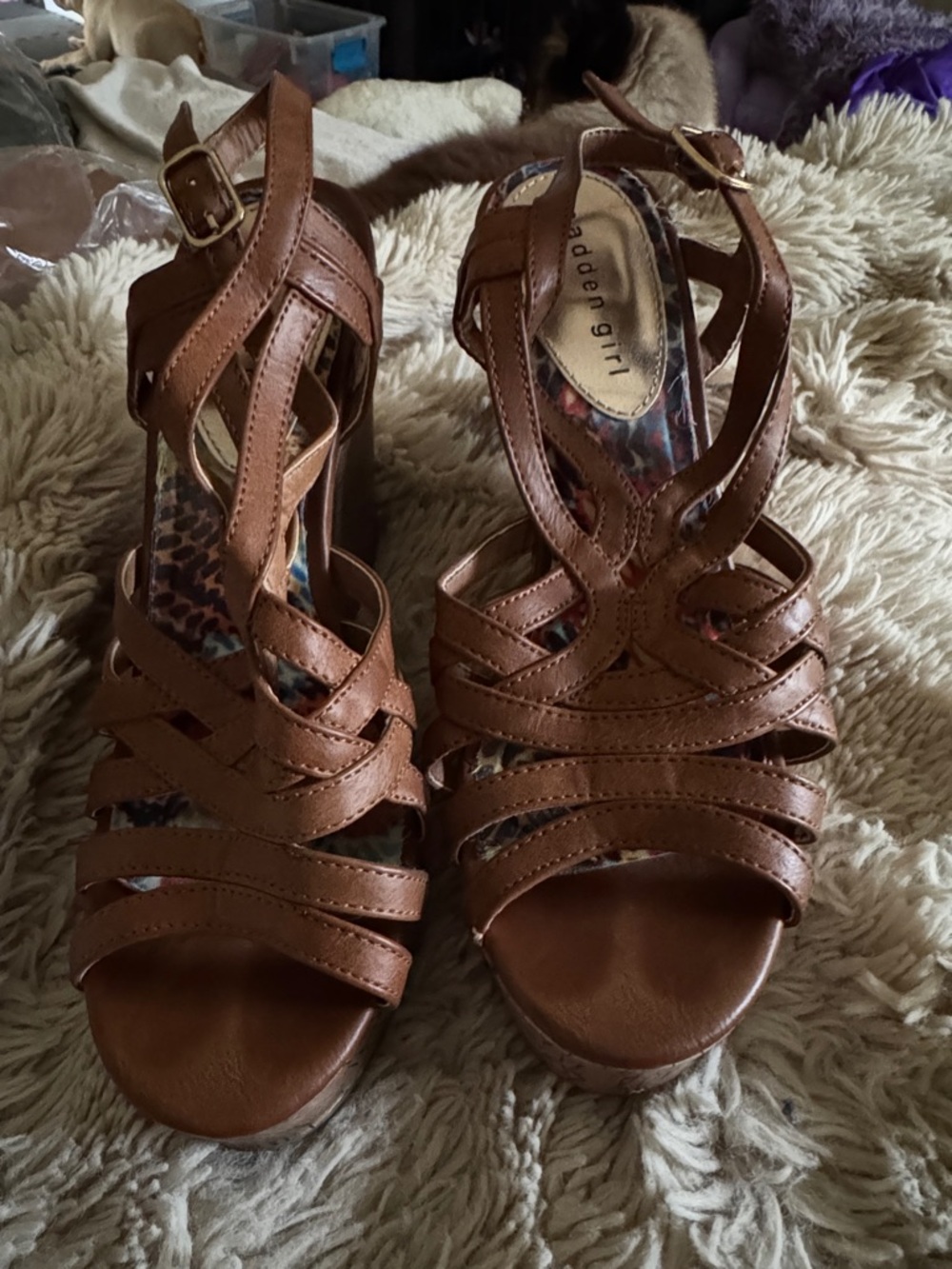 Madden Girl Brown Strappy Platform High Heel Sandals